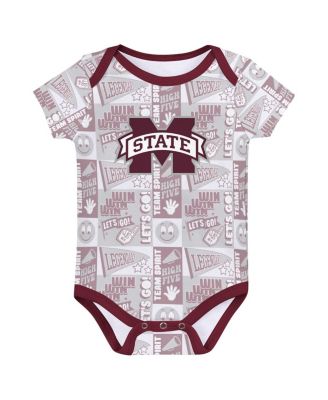 Newborn 3-Pack Maroon Mississippi State Bulldogs Sunday Comics Bodysuit Set