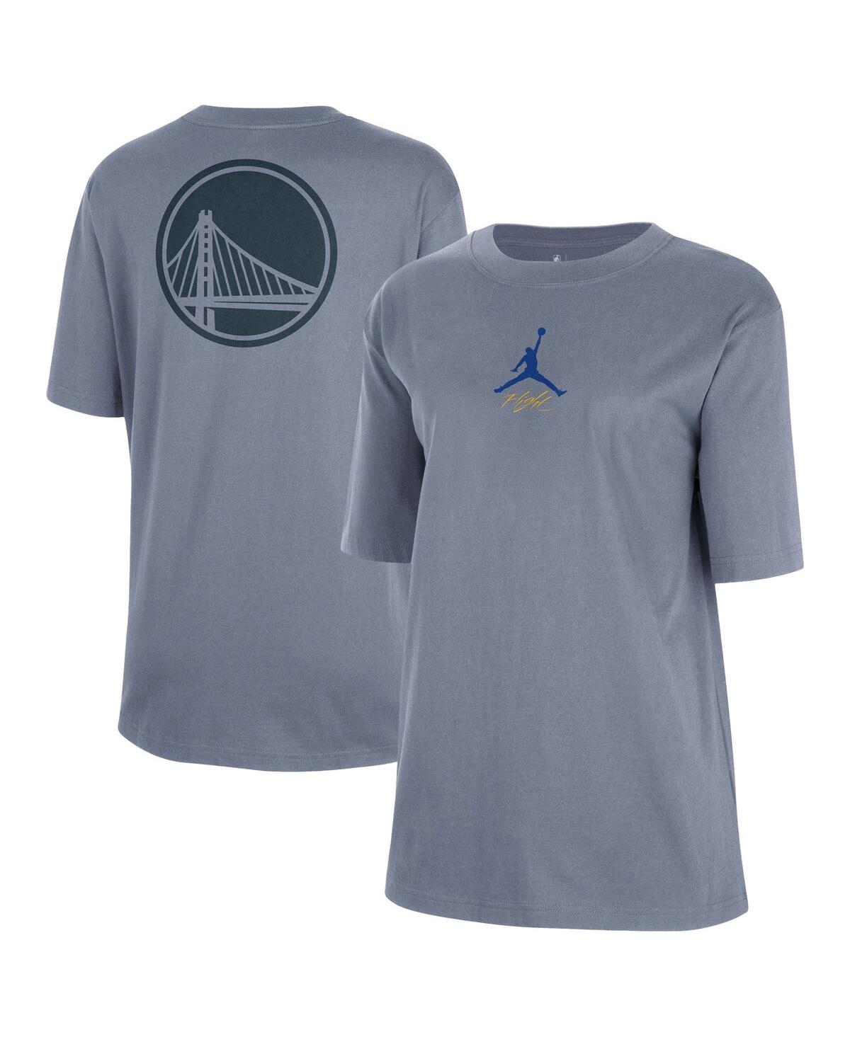 Jordan Women's Ash Golden State Warriors Courtside Statement Edition Boyfriend T-shirt In Gray