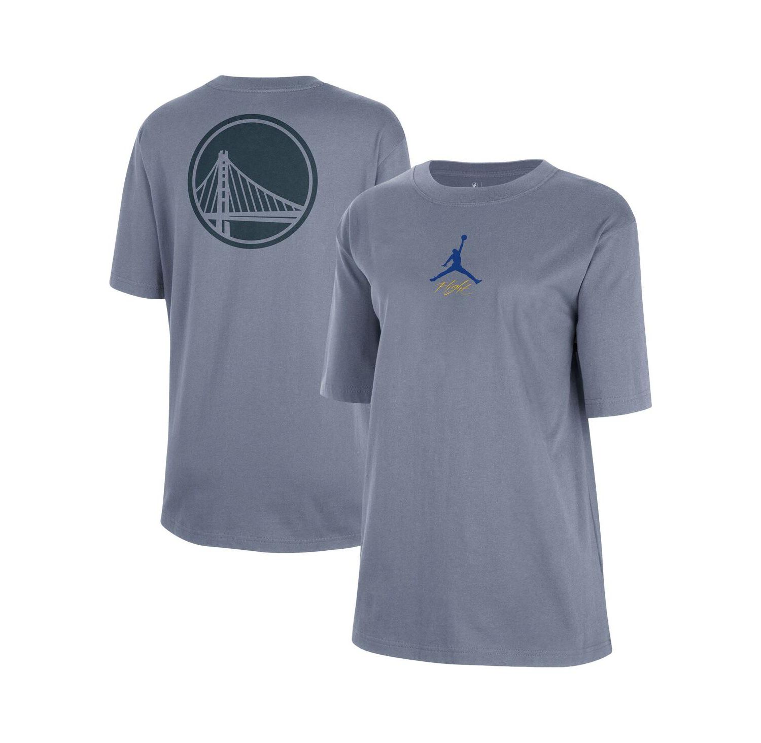 Women's Ash Golden State Warriors Courtside Statement Edition Boyfriend T-Shirt