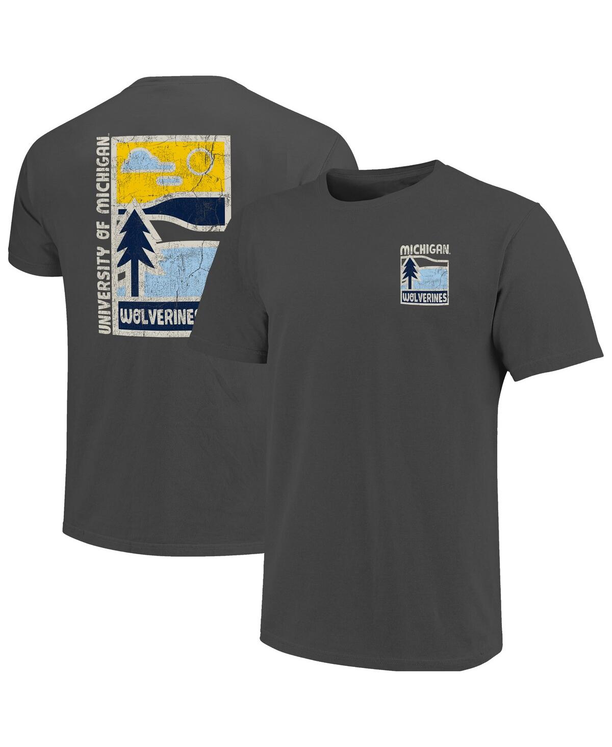Men's Graphite Michigan Wolverines Comfort Colors Minimal Vista Distressed Graphics T-Shirt - Graphite