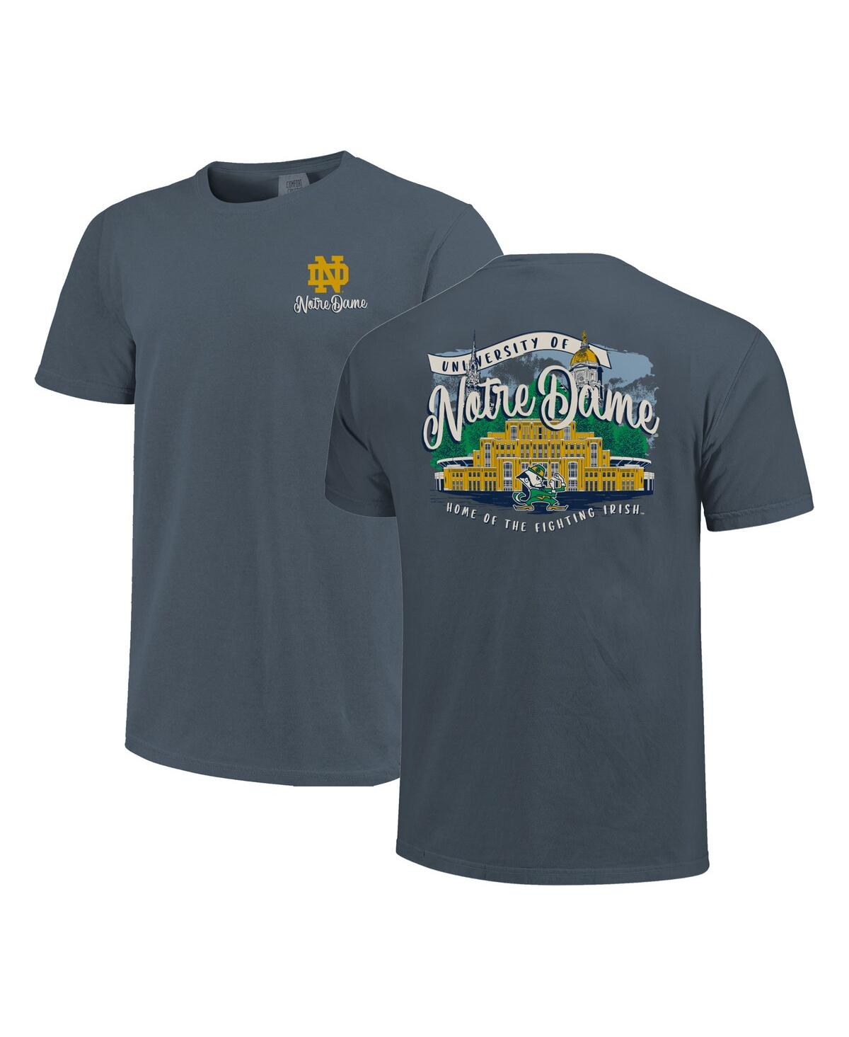 Women's Navy Notre Dame Fighting Irish Comfort Colors Campus Scene Drawing Script T-Shirt - Navy