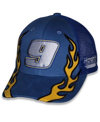 Checkered Flag Sports - Big Boys and Girls Blue Chase Elliott NAPA Flame Trucker Adjustable Hat