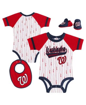 Outerstuff - Big Boys and Girls White Washington Nationals Base Hitter Bodysuit, Bib Bootie Set