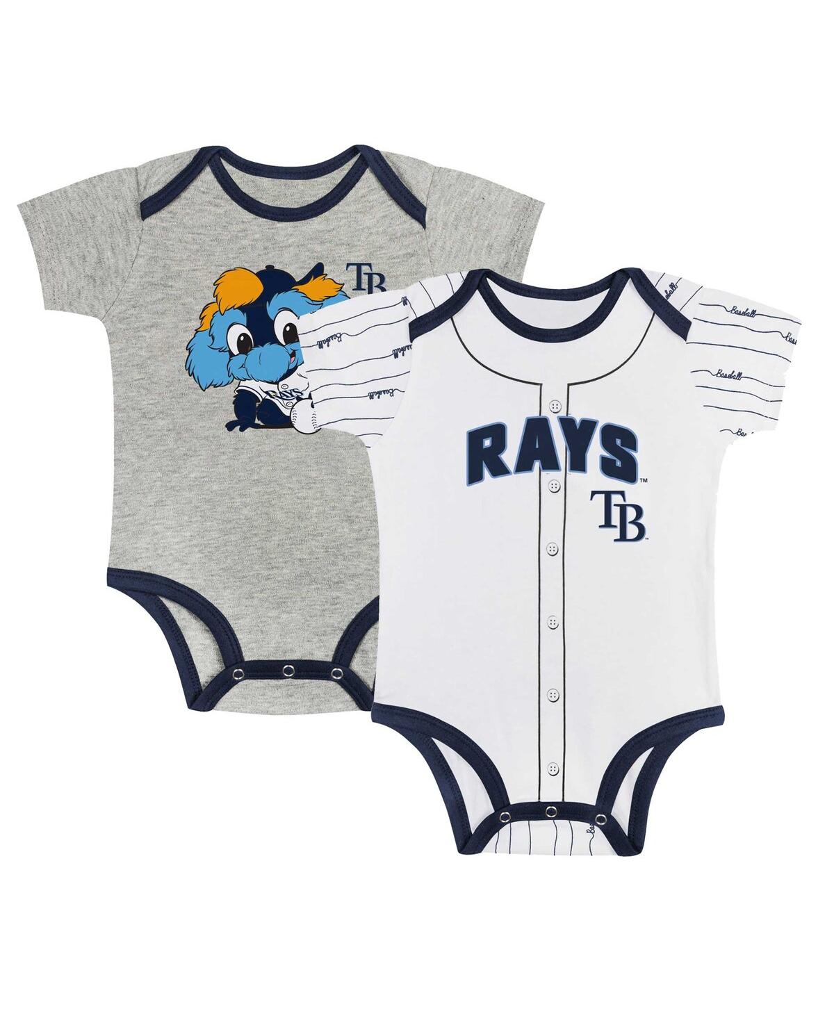 Outerstuff Kids' Big Boys And Girls Gray/white Tampa Bay Rays 2-pack Play Ball Bodysuit Set In Multi