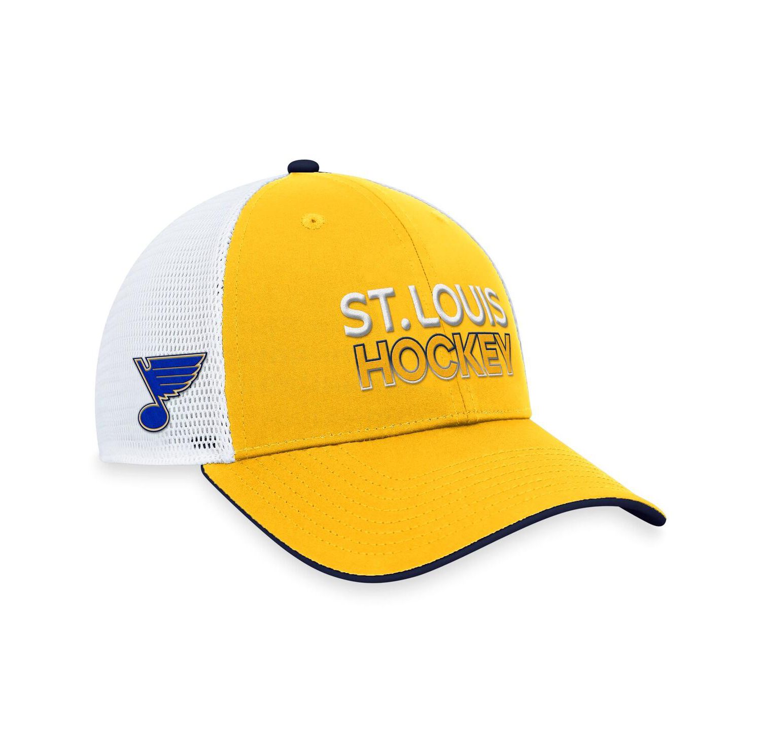 Men's Gold St. Louis Blues Authentic Pro Rink Trucker Adjustable Hat