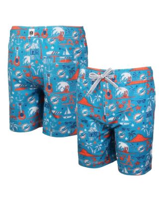 Wes & Willy - Big Boys and Girls Aqua Miami Dolphins Luau Swim Trunks