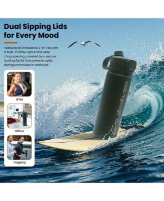 Laguna Triple-Walled Stainless Steel Insulated Tumbler with Straw and Handle, 12-Hour Cooling