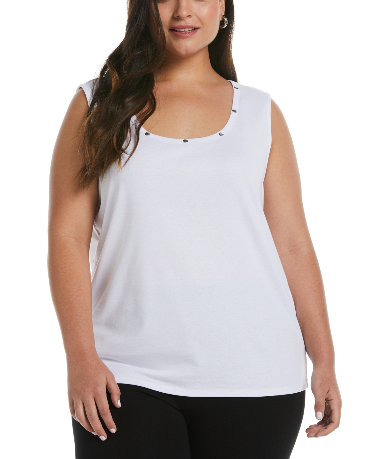 Plus Size Crew Neck Tank Top - Salt Pepper