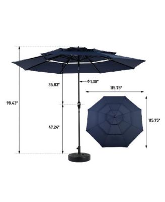 Outdoor Aluminium 10ft 3 Tier Auto-tilt Patio Umbrella