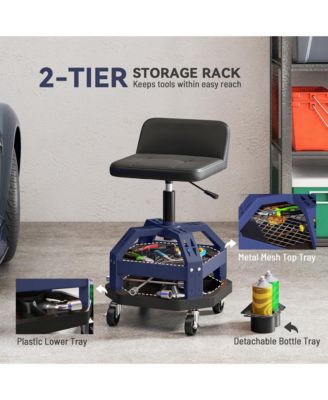 Rolling Mechanic Stool, 300 LBS Capacity Garage Stool,