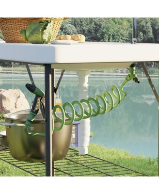 Folding Fish Cleaning Table with Sink, Faucet, Sprayer,