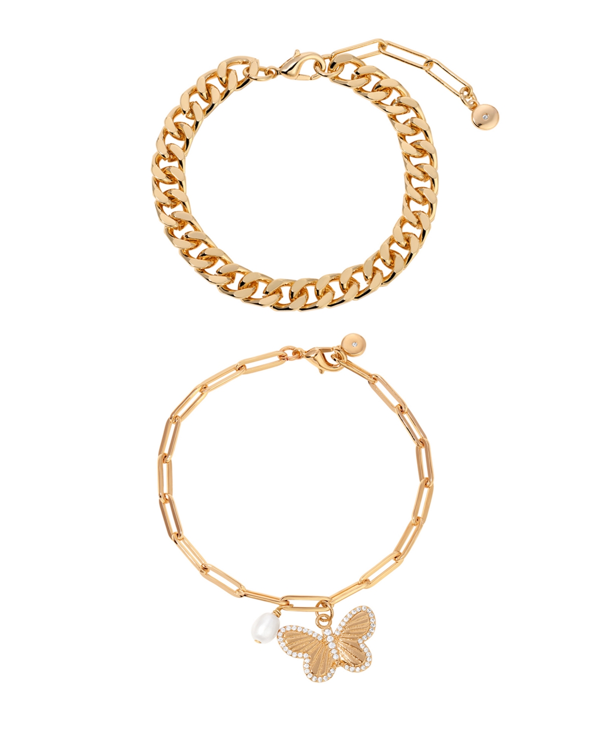 Butterfly Charm Chain Bracelet Sets - Gold