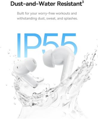 Bass BP1 Pro Noise Cancelling Wireless Earbuds, Real-Time Adaptive Noise Cancelling, Adaptive Active EQ, LDAC Hi-Res Sound, 6-Mic AI Clear Calls, 55H Playtime, IP55 Waterproof, Bluetooth 6.0,White