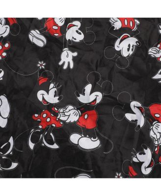 Mickey & Minnie Mouse Women's All-Over Print Black Satin Bonnet