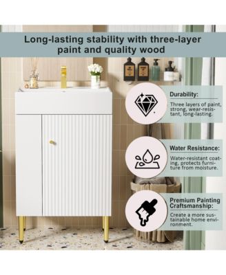 21.6" Bathroom Vanity Combo Cabinet with Single Ceramic Sink and Left Side Storage