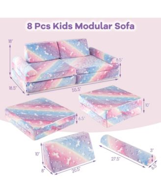 8-Piece Modular Kids Play Couch Sofa with Glow-in-the-Dark Accents – Fun and Safe Seating for Toddlers
