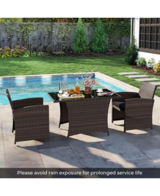 3-Piece Patio Table and Chair Set with Rectangle Glass Dining Table – Stylish Outdoor Dining Solution
