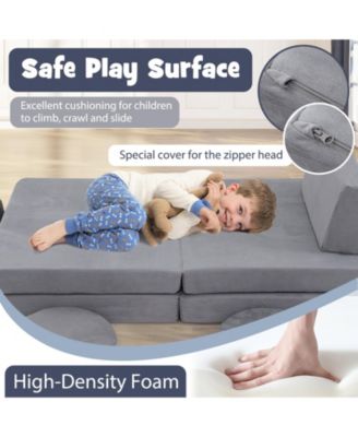 Kids Modular Foam Play Couch Set of 6 – Soft Climbing and Seating Furniture with Washable Covers