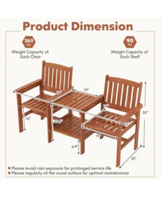 2-Piece Outdoor Bistro Set with Table and Built-In Umbrella Hole For Patio
