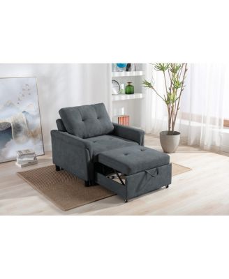 35"W Dark Gray Woven Convertible Armchair