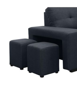 97"W Dark Gray Linen Sleeper Sectional Sofa with Reversible Storage Chaise