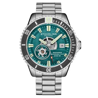 1013 Men s Automatic Watch Swiss Movement Turquoise Dial Gunmetal Bezel Stainless Steel Bracelet 200M Water Resistant Diver Date Window