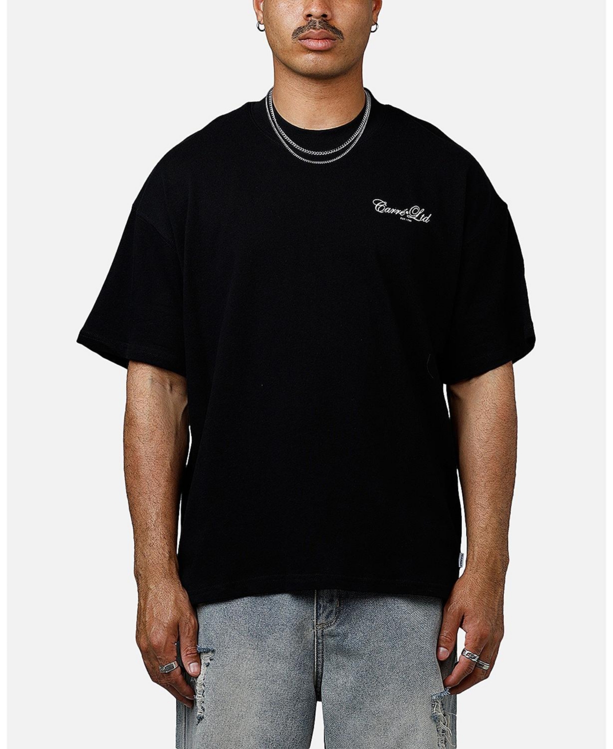 Men's Side Script Oversized T-Shirt - Black/white