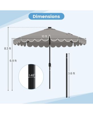 10 FT Solar Patio Umbrella Outdoor Market Sunshade w/ 24 LED