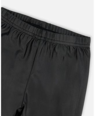 Little Girls Shiny Stretch Jersey Leggings Black - Toddler|Child