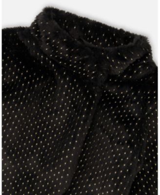 Girl Fake Fur Short Jacket Black - Toddler|Child