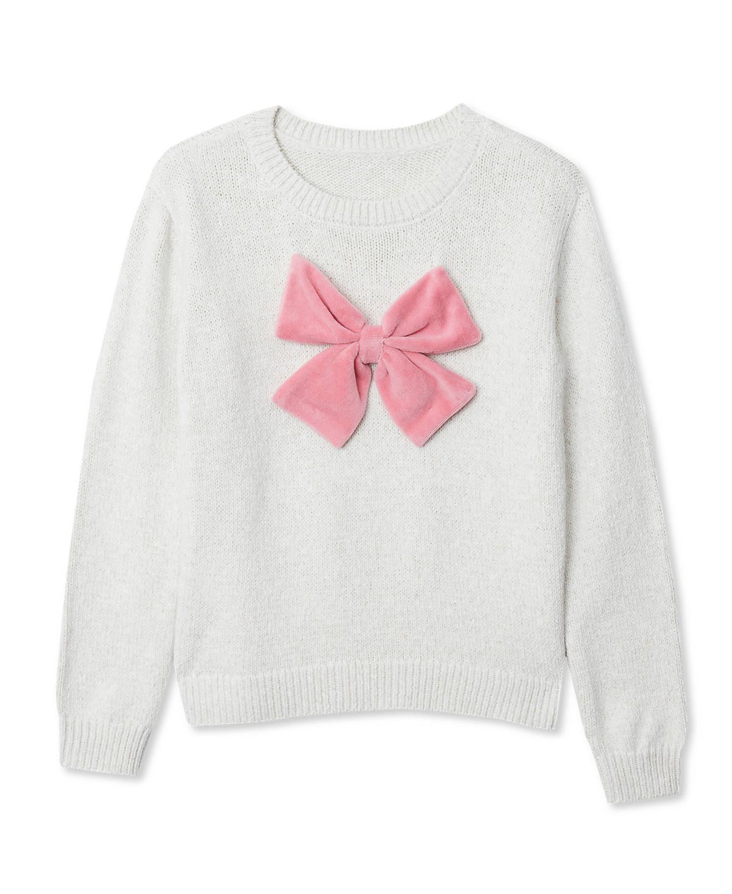 Girls Meet and Greet Bow Knit Sweater