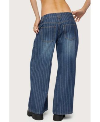 Women's Cory Striped Low Rise Baggy Jeans