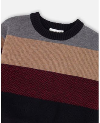 Toddler Boys Color Block Knit Sweater Red and Black - Toddler|Child