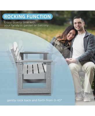 2-Person Outdoor Glider Bench Patio Double Swing Rocking Chair Loveseat w/ Slatted HDPE Frame for Backyard Garden Porch, Light Gray