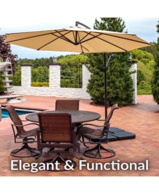 Outdoor Steel Offset Cantilever Pool Patio Umbrella with Square Base Set - 10'