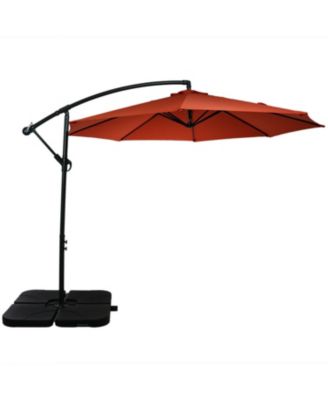 10' Outdoor Steel Offset Cantilever Pool Patio Umbrella with Square Base Set