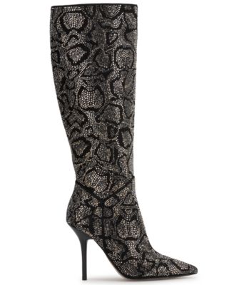 Women's Lovienn Rhinestone Stiletto Knee-High Dress Boots