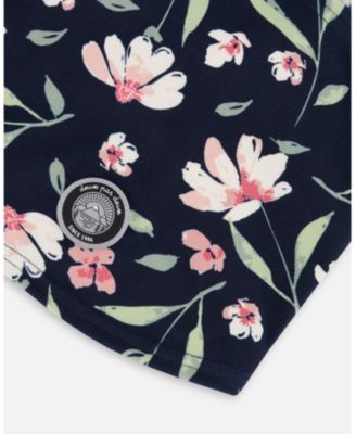 Girl Brushed Jersey Balaclava Navy Flower Print - Toddler|Child