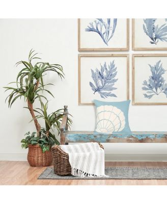 Shell Burlap Applique Throw Pillow, 18" x 18"