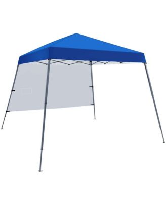 One-person Set Up Pop-up Canopy Tent w/ Side Panel, Slant Leg Instant Canopy Tent w/ Storage Bag & 4 Sandbags & 8 Ground Stakes