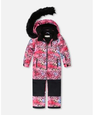 Girl One-Piece Play Snowsuit Multicolor Leopard and Zebra - Toddler|Child