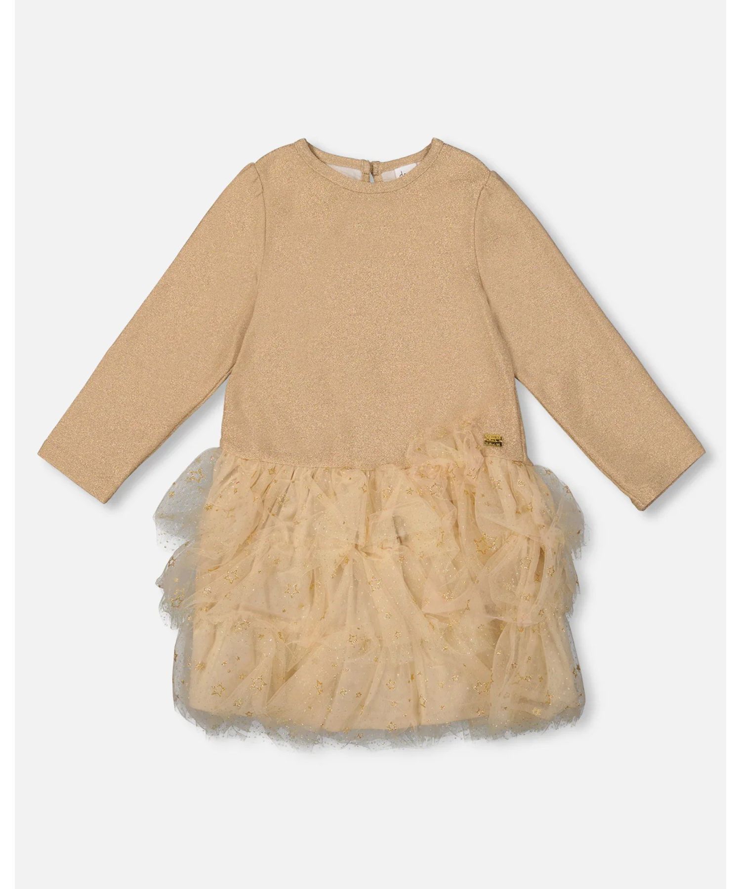 Girl Glittering Mesh Skirt Party Dress Beige - Toddler|Child