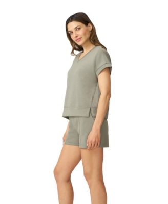 Women's V-Neck Top & High Waisted Short Matching Set