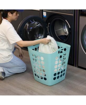 Flexible Plastic Carry Laundry Basket Holder Square Storage Hamper with Side Handles