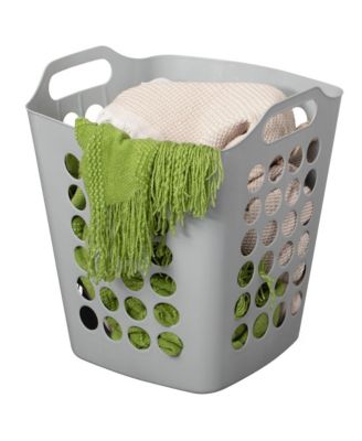 Flexible Plastic Carry Laundry Basket Holder Square Storage Hamper with Side Handles