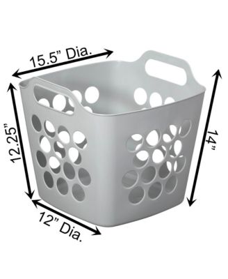 Flexible Plastic Carry Laundry Basket Holder Square Storage Hamper with Side Handles