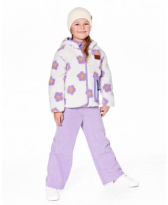 Baby Girl Reversible Mid-Season Sherpa Jacket Lavender Flower - Baby