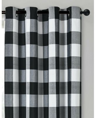 Country Farmhouse Living Classic Buffalo Plaid Checkered Single Grommet Top Window Curtain Panel - 54 in. W x 84 in. L, Linen