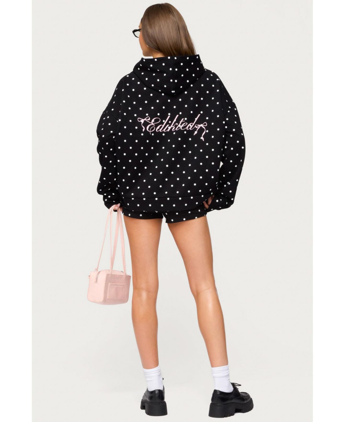 Женское худи Edikted Chelsie Polka Dot, цвет: Чёрный белый — фото 5