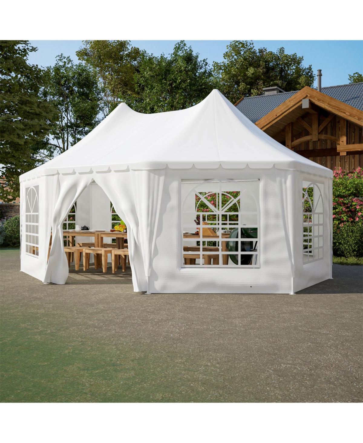 20x15 Party Tent, Heavy Duty, Waterproof, White - White